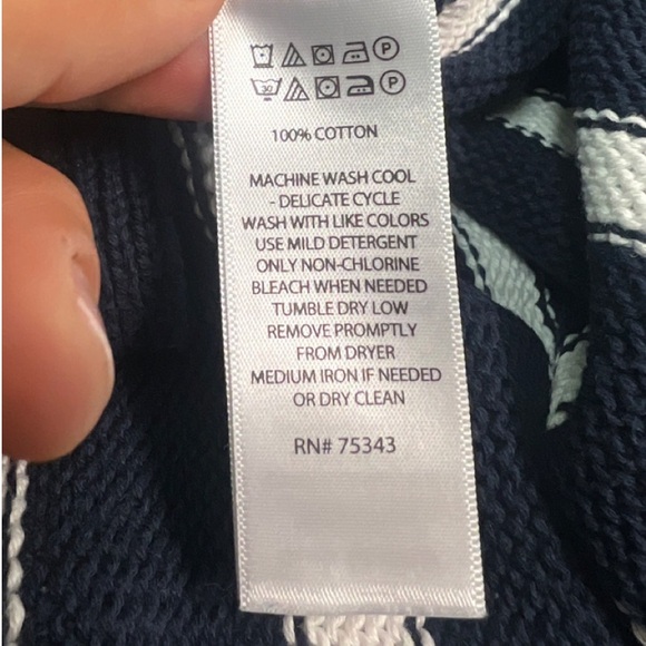 Kennar Womens M Navy Blue White Striped Long Sleeve Sweater Cozy Knit Nautical - Picture 5 of 6